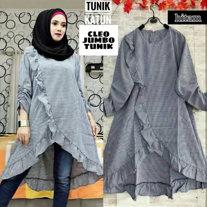 TERBARU Atasan katun / Baju muslim wanita / Grosir pakaian : Cleo Jumbo Tunik TP TERMURAHHH