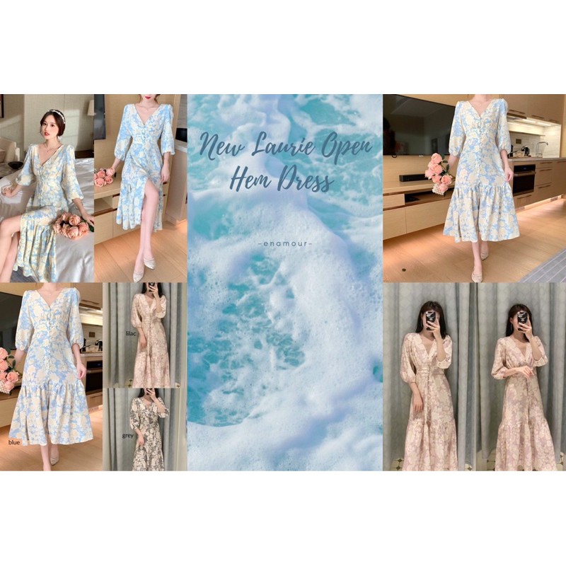 sky blue and lilac open hem dress