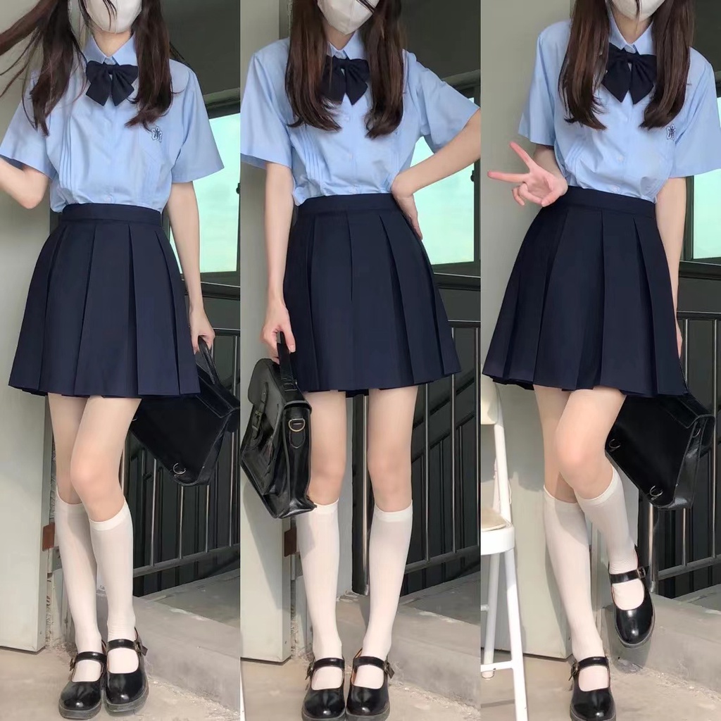 Japan Mini Skirt Pleated Plain Rok Pendek Polos Model Lipat  2692 (S-XL)