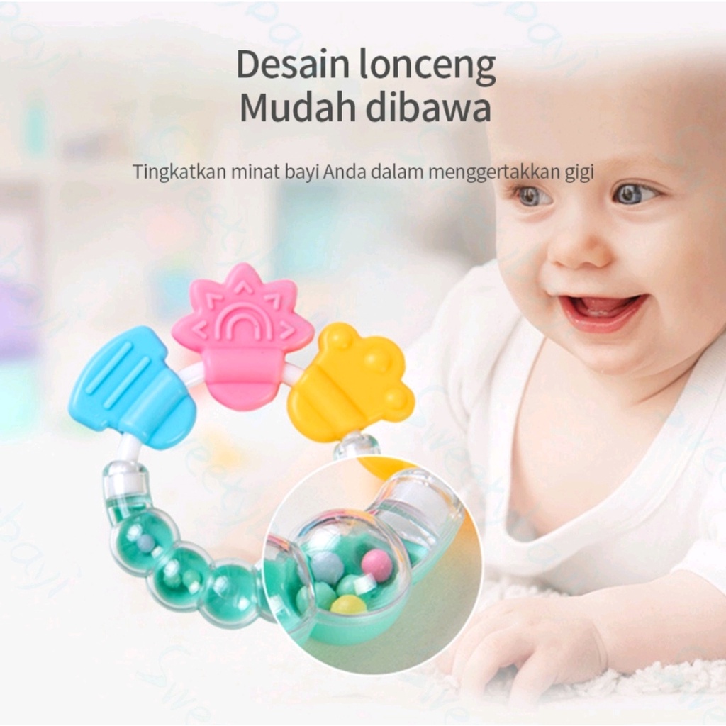 Mainan Rattle Genggam Bayi Gigitan Empeng Buah Plastik Dengan Teether Gelatin GIRI