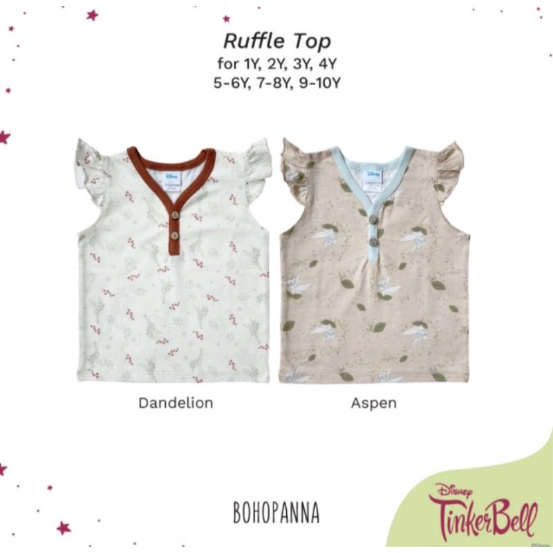 BOHOPANNA - Ruffle Top Motif Tinker Bell / Atasan Anak Perempuan