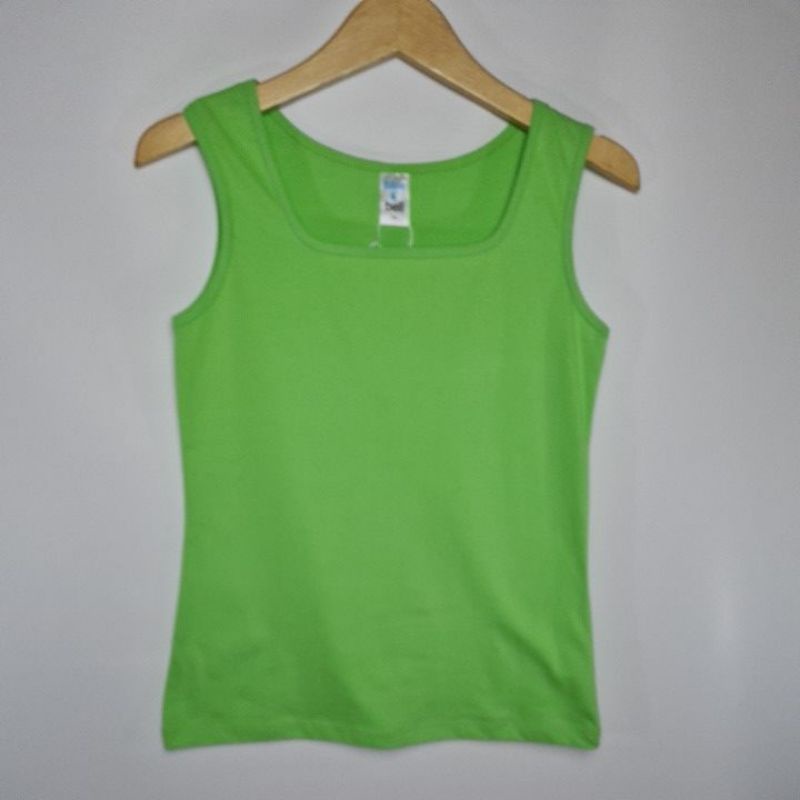 Singlet - Tank Top Wanita Katun Casual Hijau Muda