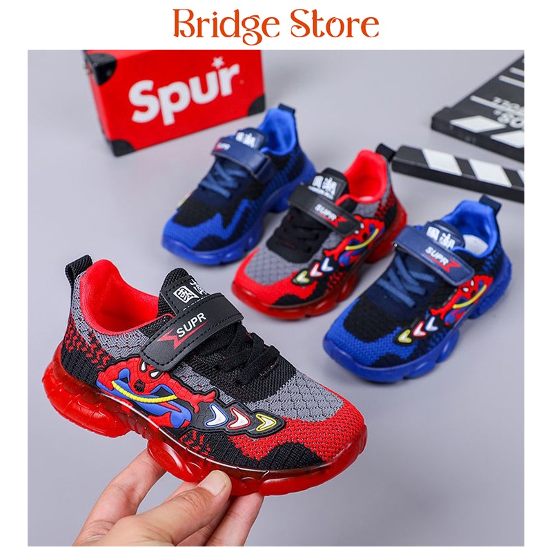 Sepatu Sneakers Anak Laki-laki Import Motif SUPR SPIDER 2 / Sepatu Anak Sport Spiderman