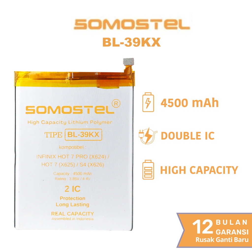 Somostel - BL-39KX Infinix Hot 7 Pro X624 / Hot 7 X625 / S4 X626 Batre Batrai Baterai