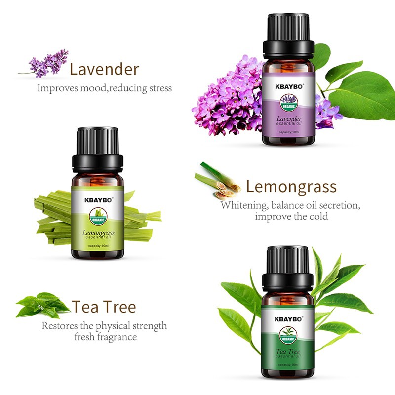 ESSENTIAL OIL PURE 100% 10ML LAVENDER TEA TREE LEMONGRASS PEPPERMINT ROSEMARY AROMATHERAPY KBAYBO