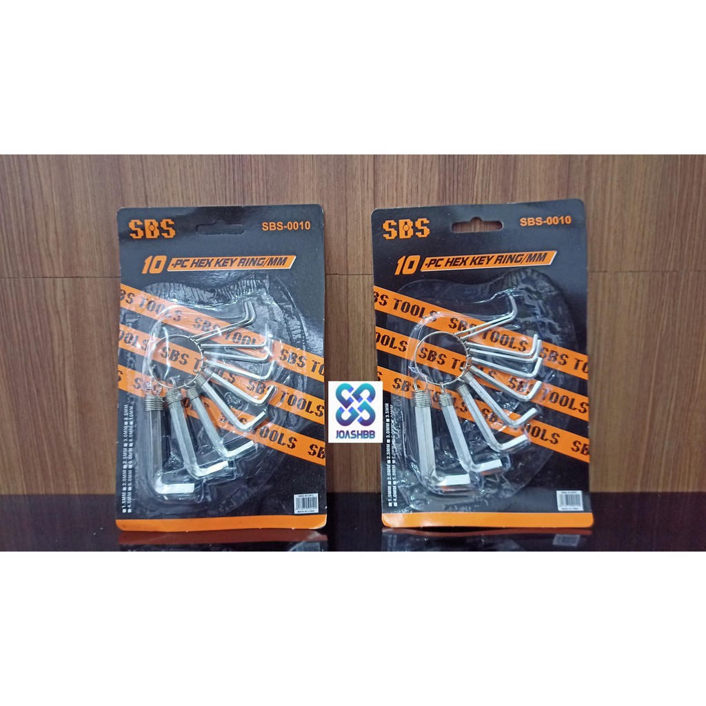 Kunci L Putih / Set Hex Key Ring 10 In 1 Nikel / Tools Wrench