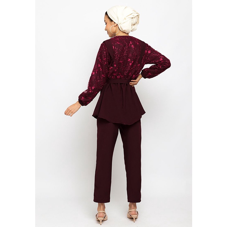 Puricia Setelan Muslim Oneset - RIZWANA - Maroon, Pink, Brown-6