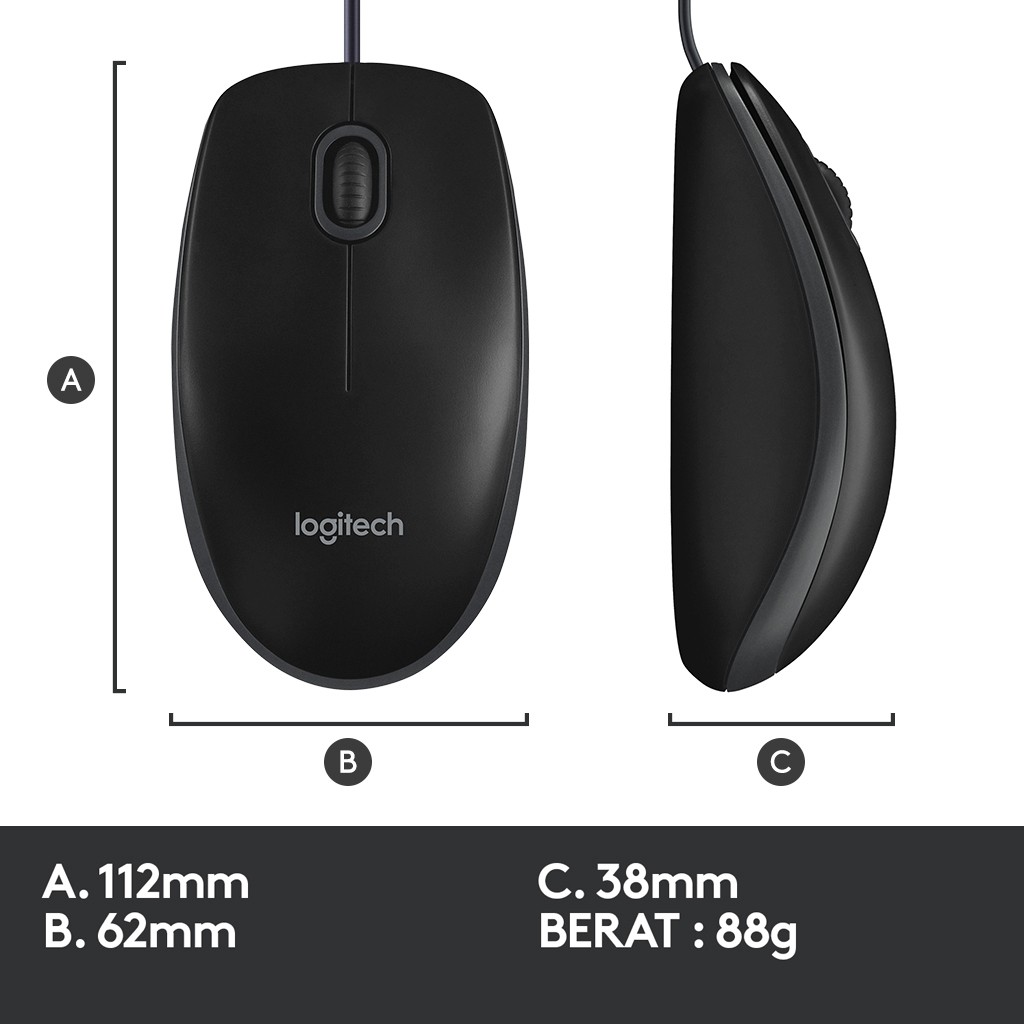 Mouse Logitech Kabel B100