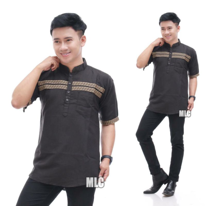 KOKO KURTA PENDEK MOTIF FF || KOKO SYUBBANUL MUSLIMIN TERBARU-Hitam
