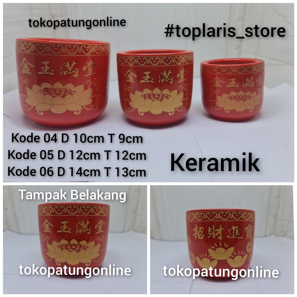 Hiolo Tempat Dupa Keramik Merah CAO CAI