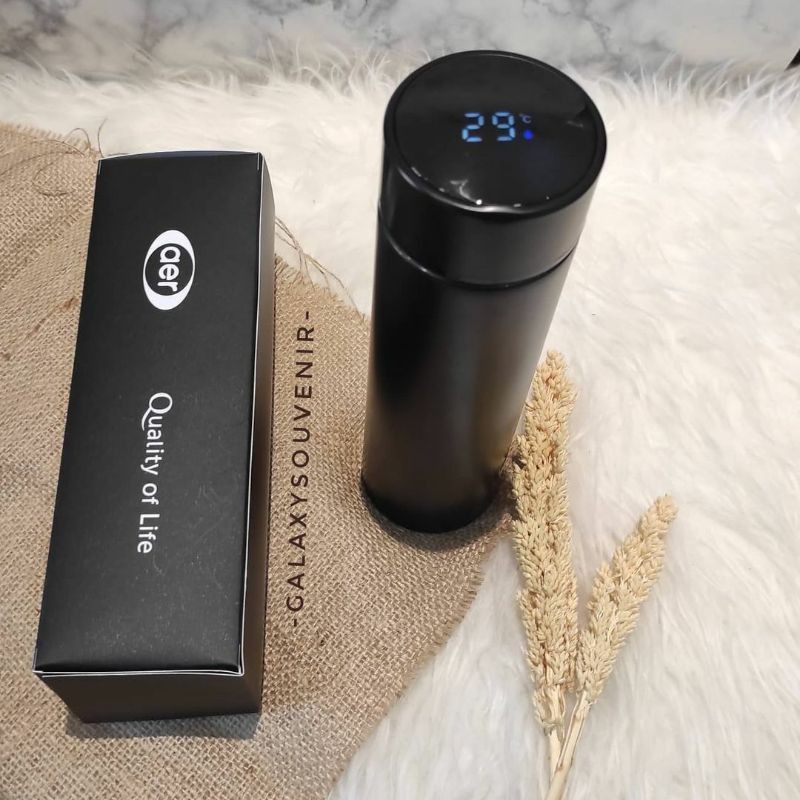Custom Logo Thermos Suhu Digital Touch Screen kemas Canvas Bag+Sablon|sovenir nikah ultah perusahaan
