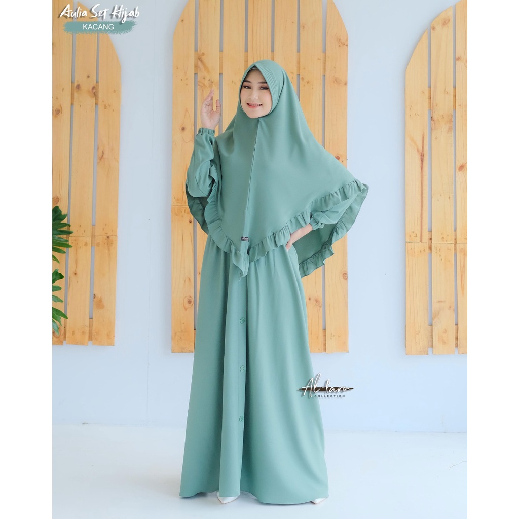Gamis AULIA Original By Alfaro branded set khimar Itycrepe Premium Kancing TERBARU al faro-1