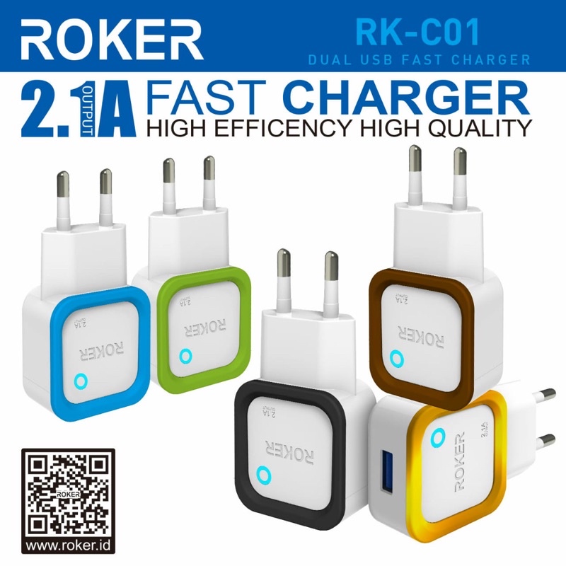 CHARGER - TC ROKER 2.1A V8/MICRO USB RK-C01