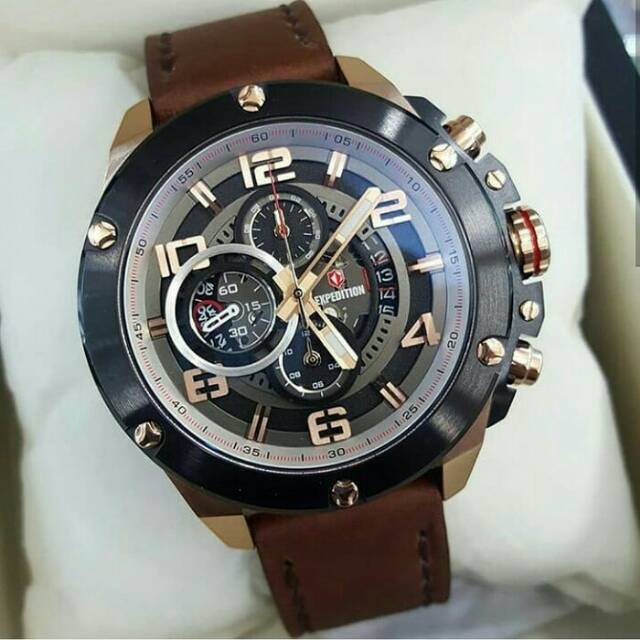 Jam Tangan Expedition Black Gold Type Exp6752 Original