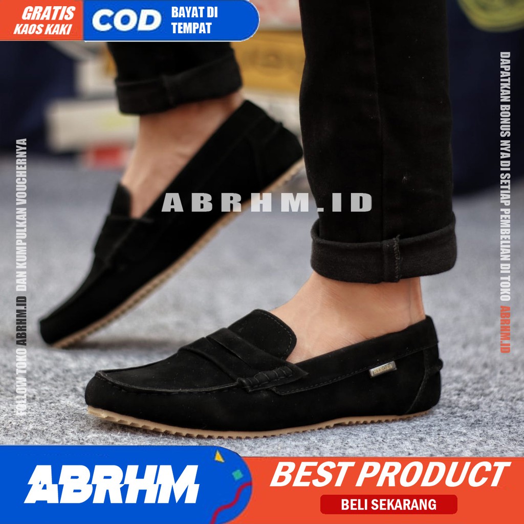 NOAH Sepatu Slip On Pria Sepatu Pria Casual Sepatu Slip Slop Antislip Kerja Kantor Cowok/Cowo Ori Sepatu Kasual Gaya Santai Kuliah Keren Kekinian Murah Original Terlaris