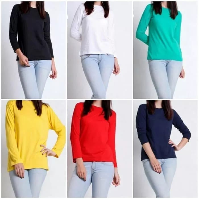 KAOS BASIC POLOS LENGAN PANJANG PRIA WANITA KATUN COMBED 20S/KAOS LENGAN PANJANG WANITA PRIA/KAOS