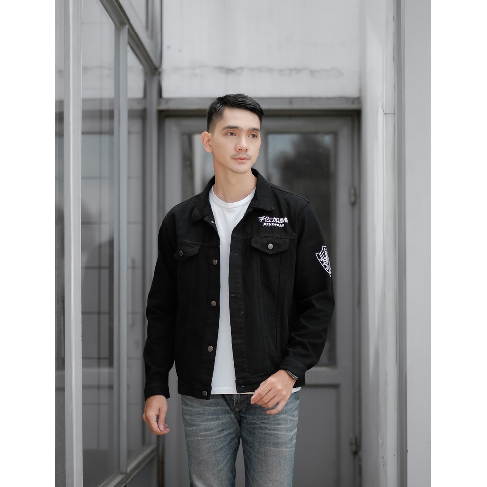 Jaket Jeans Pria Hitam Pekat Terbaru 2022/ Jaket Jeans Denim Cowo Keren