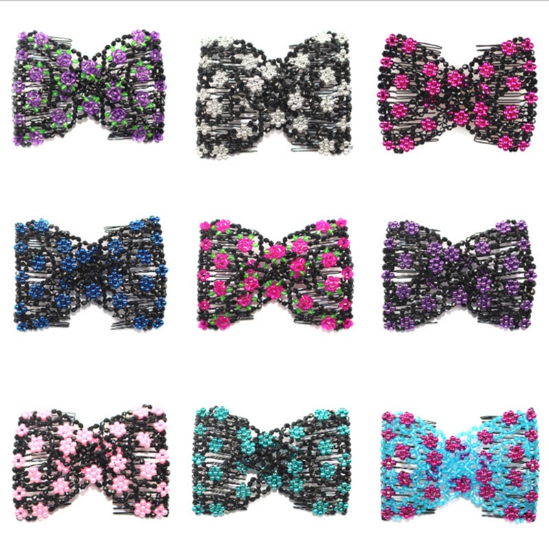 Siy Sirkam Ganda Elastis Hias Manikmanik Untuk Aksesoris Rambut Wanita Diy