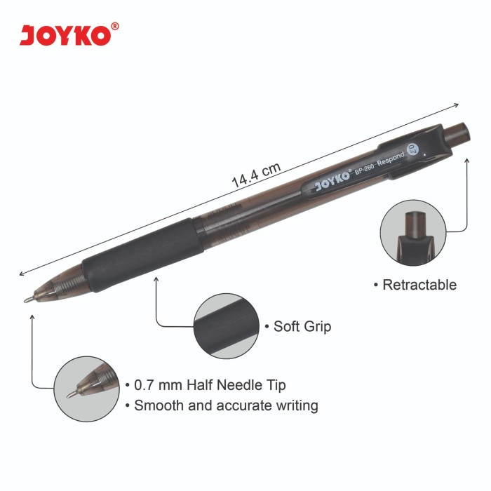 

TULIS-ALAT- BALL PEN PULPEN PENA JOYKO BP-260 RESPOND 0.7 MM 1 BOX 12 PCS -ALAT-TULIS.
