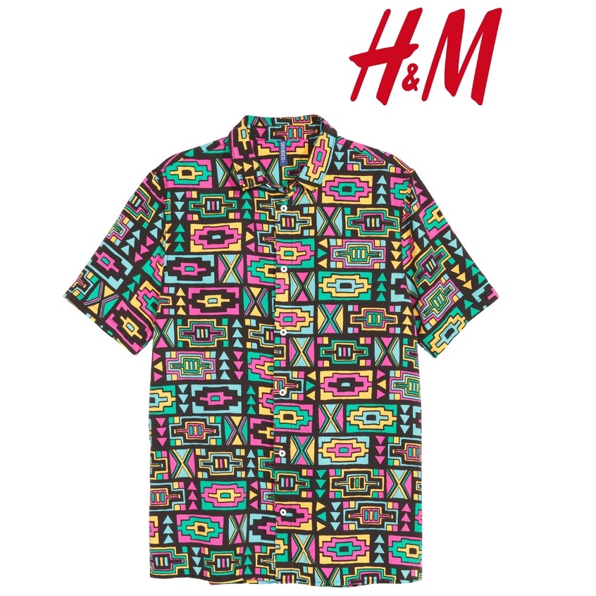 H&amp;M x Coachella Kemeja Lyocell Motif Print Adem Pria Shirt Pantai Kasual Original