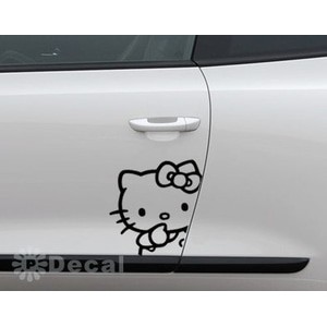 Stiker Body Mobil Hello Kitty Intip Lucu Peeping Decal Car Sticker