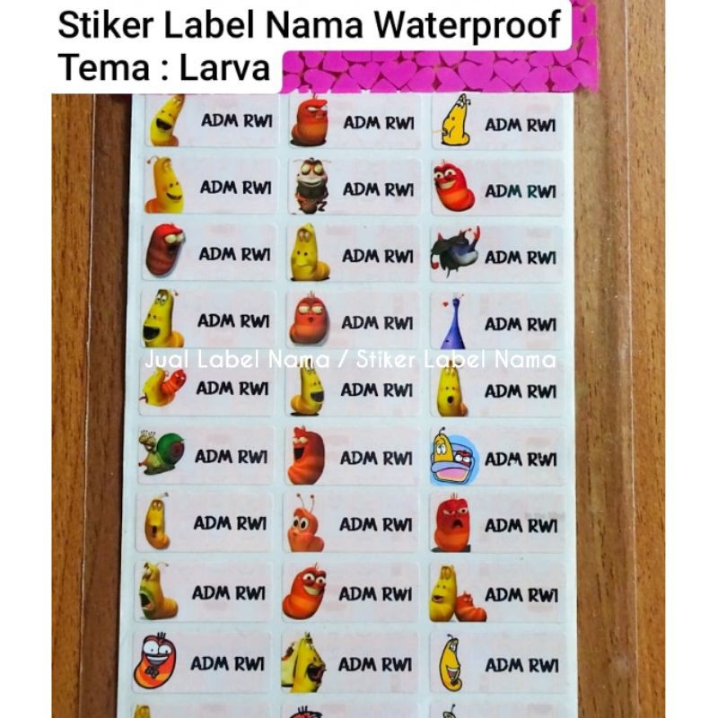 

LARVA ~ STIKER LABEL NAMA WATERPROOF / STIKER LABEL NAMA / LABEL NAMA / STIKER NAMA TAHAN AIR
