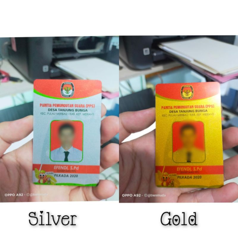 

Cetak ID Card KTA Silver/Gold ada Glitter Elegan Anti Pudar