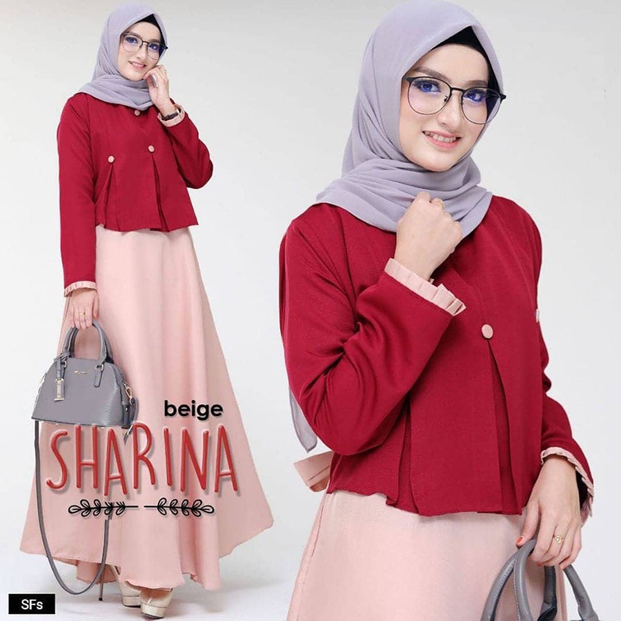 Lufy Sharina Dress 075 Dress Muslim Gamis Maxi Wanita - 6 warna - Moscrepe