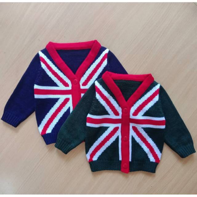 Sweater Kancing Rajut Anak Laki England Navy 31006