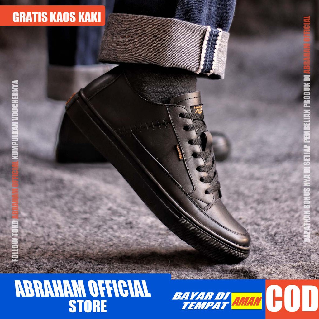 ABRAHAM x DANTE Sepatu Sneaker Pria Sepatu Pria Casual Sneakers Kulit Asli Cowo/Cowok Sepatu Kasual Semi Formal Kerja Kantor Kuliah Gaya Santai Keren Kekinian Original Murah Terlaris