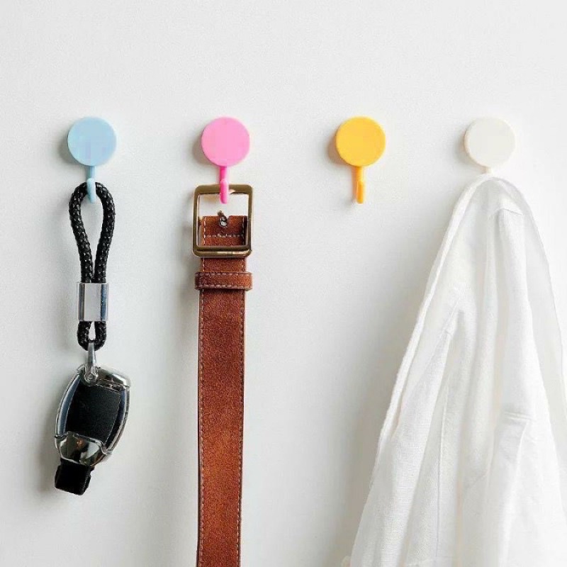 Gantungan Hook MACARON Bulat Polos Tempel Tembok Wall Hook Stiker Dinding Kail Tempel Kuat Serbaguna PRODUK TERPOPULER SEN