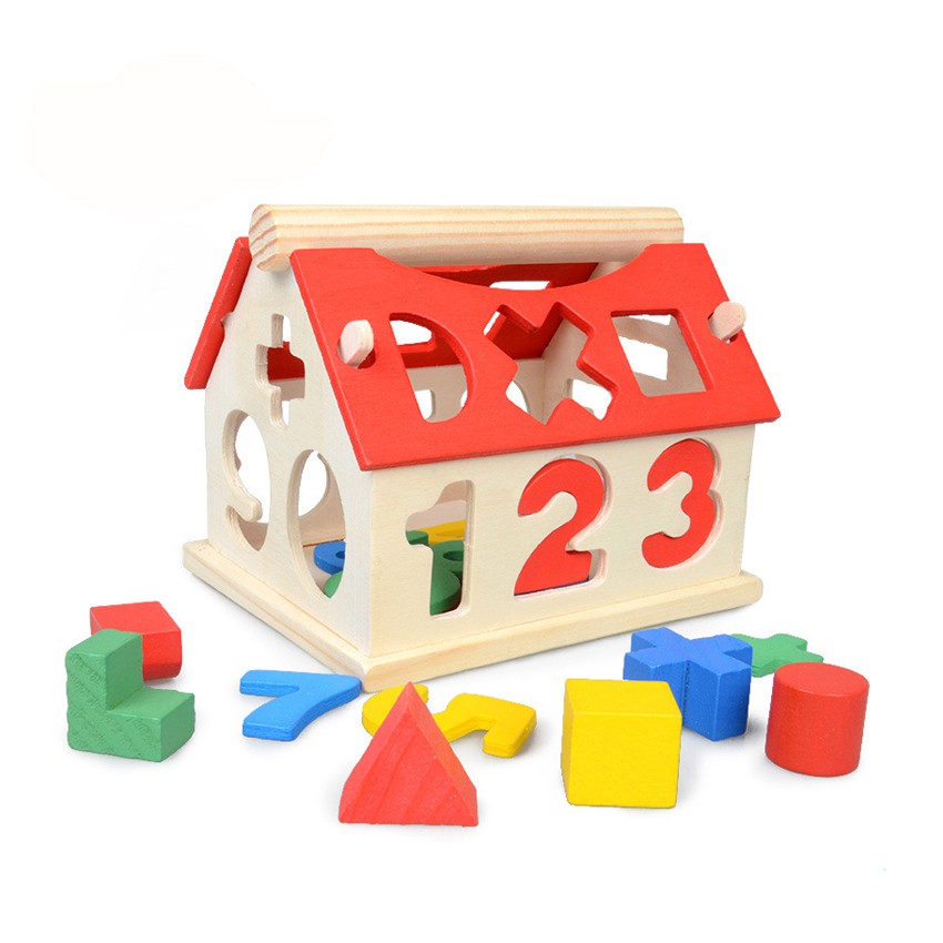 Mainan Kayu Digital Intelligence House Puzzle Anak Mainan Balok Kayu Puzzle Block Mainan Montessori
