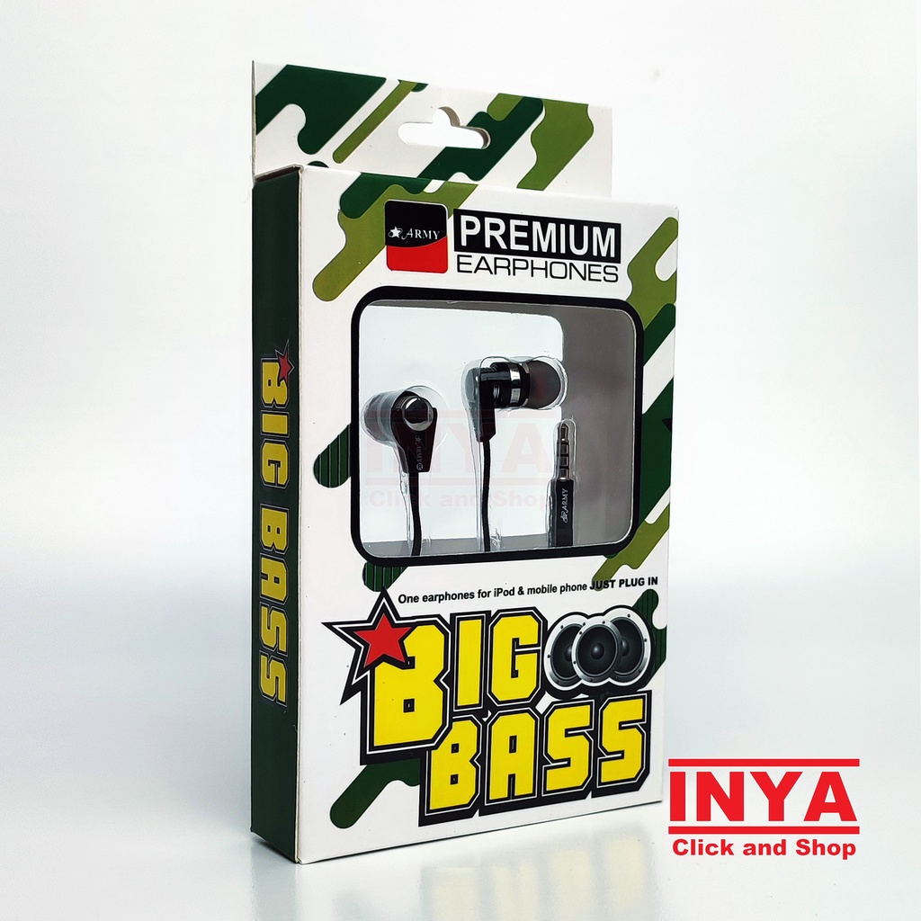 ARMY BIG BASS PREMIUM EARPHONES - For DC 3.4mm Interface