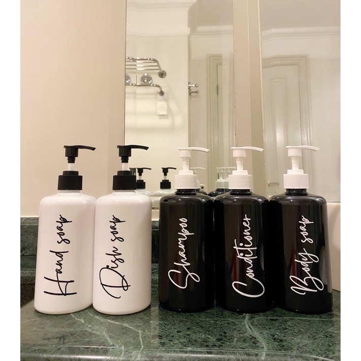 botol PUTIH N28 500ml black edition. aesthetic bottle minimalist refill organizer tempat sabun cair pump estetik