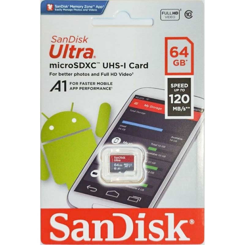 Micro SD 64GB Garansi 5 tahun Speed 120 Mbps Micro SDXC card Sandisk