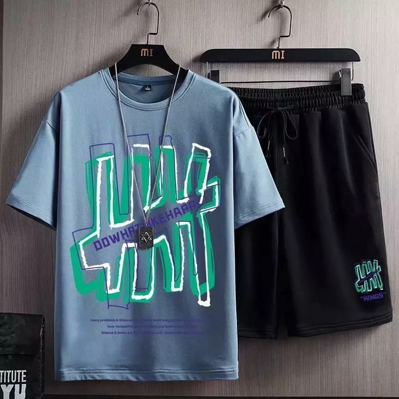 BAJU STELAN PRIA KEREN - 1 SATU SET PAKAIAN PRIA BAJU KAOS DISTRO DAN CELANA PENDEK - SET PAKAIAN FASHION PRIA DEWASA DWONHAT