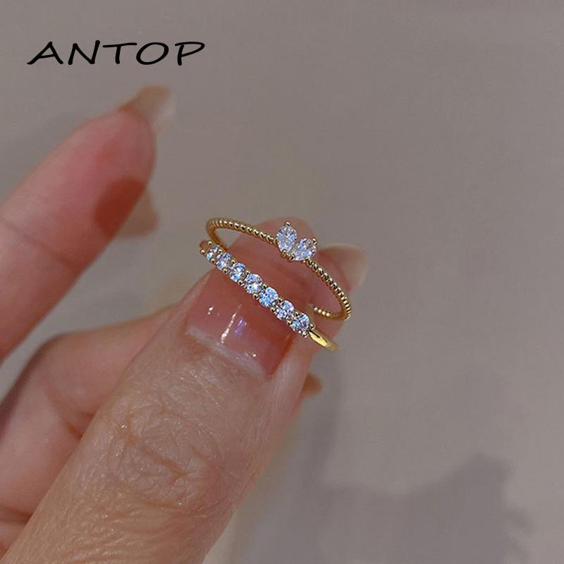 Cincin Jari Telunjuk Wanita Desain Hati Kecil Mewah Ringan