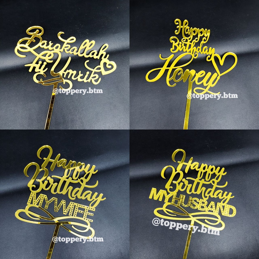 Jual CAKE TOPPER ACRYLIC UCAPAN HAPPY BIRTHDAY ORANG TERKASIH