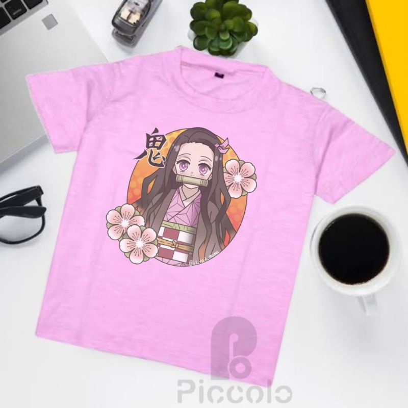 baju Kaos anak anak Nezuko Kamado Streetwear Anime Kimetsu No Yaiba Baju Demon