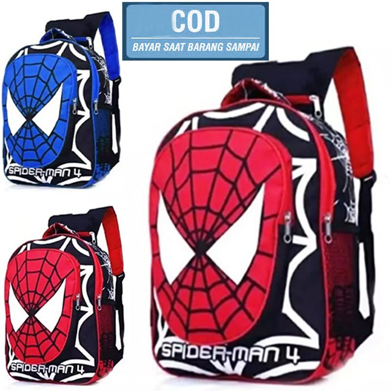 Tas Anak Ransel Sekolah Spiderman Tutup Backpack tas sekolah Tas lucu