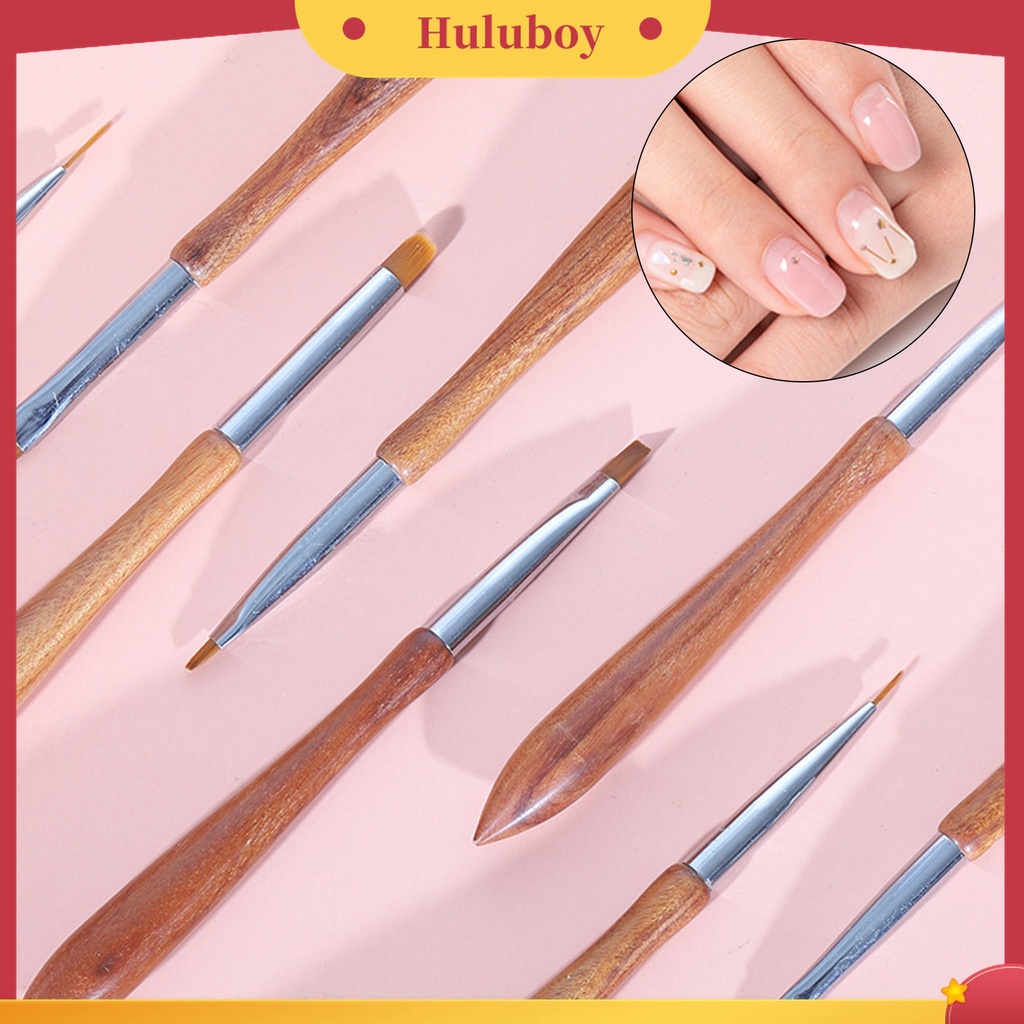 Huluboy Huluboy♡ Pen Brush Nail Art Bahan Nilon Wol Sandalwood Untuk Kecantikan