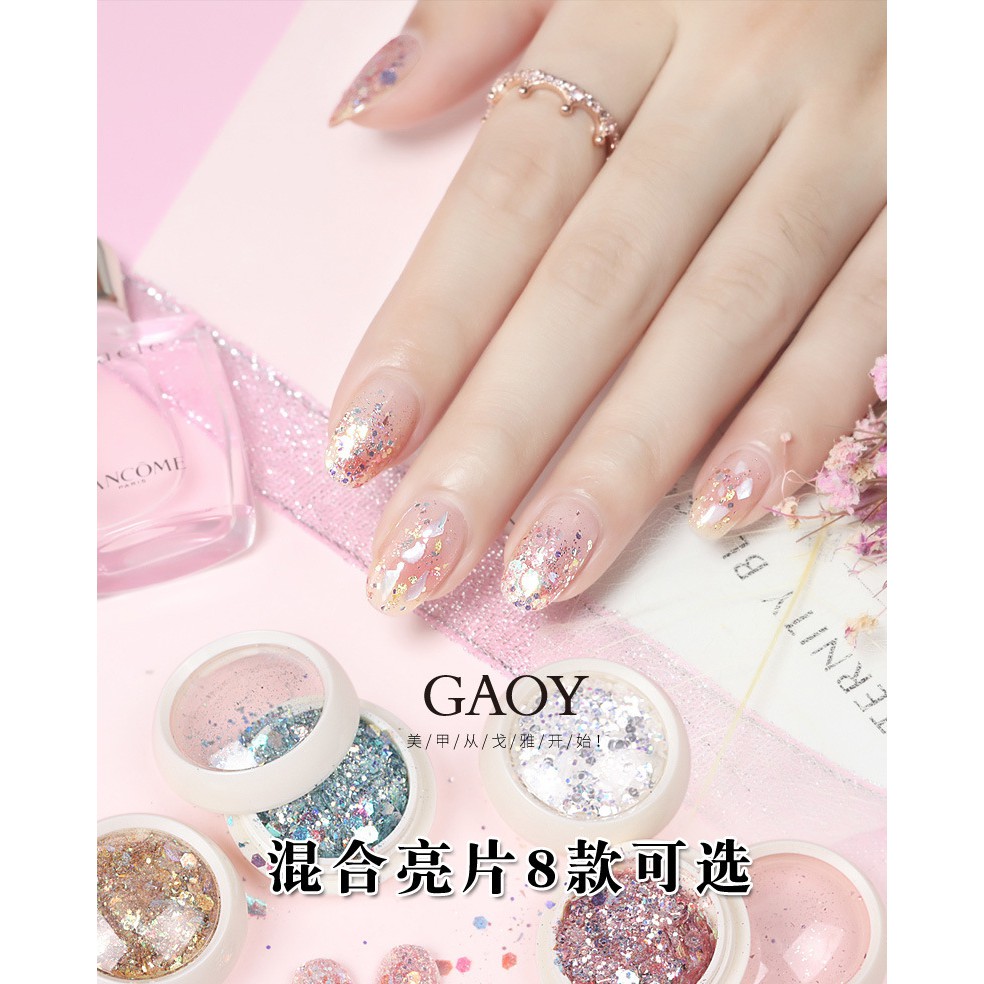 (BAYAR DI TEMPAT) 8 Box Glitter Nail Art / Sparkling Sequin Flakes Glitter Powder Nail Art