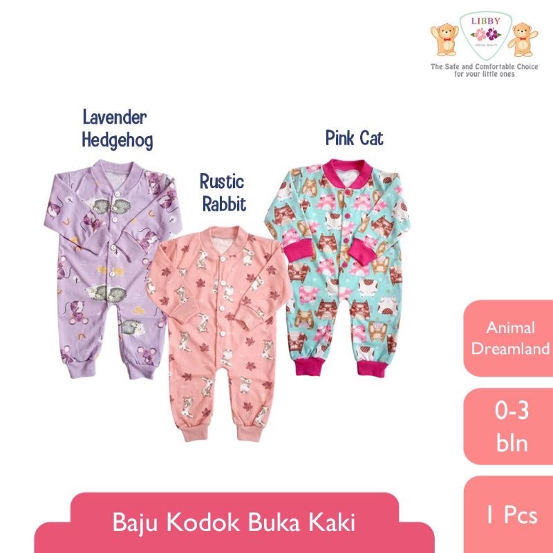 LIBBY Sleepsuit Baju Kodok Panjang Buka Kaki Newborn (0-3M)