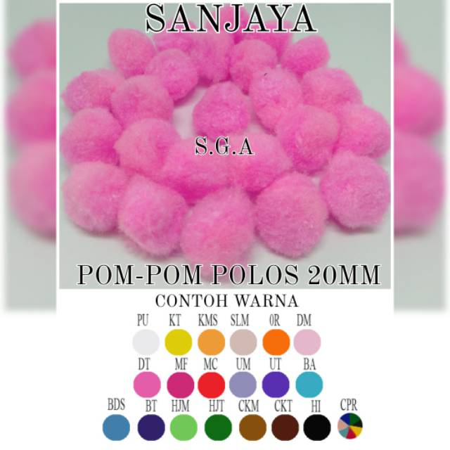 POM POM BOLA / POM POM BULU / POM POM WARNA WARNI / POM POM AKSESORIS / POM-POM POLOS 20MM