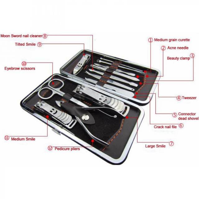 Nail Art Set Manicure Pedicure Gunting Kuku 12 PCS