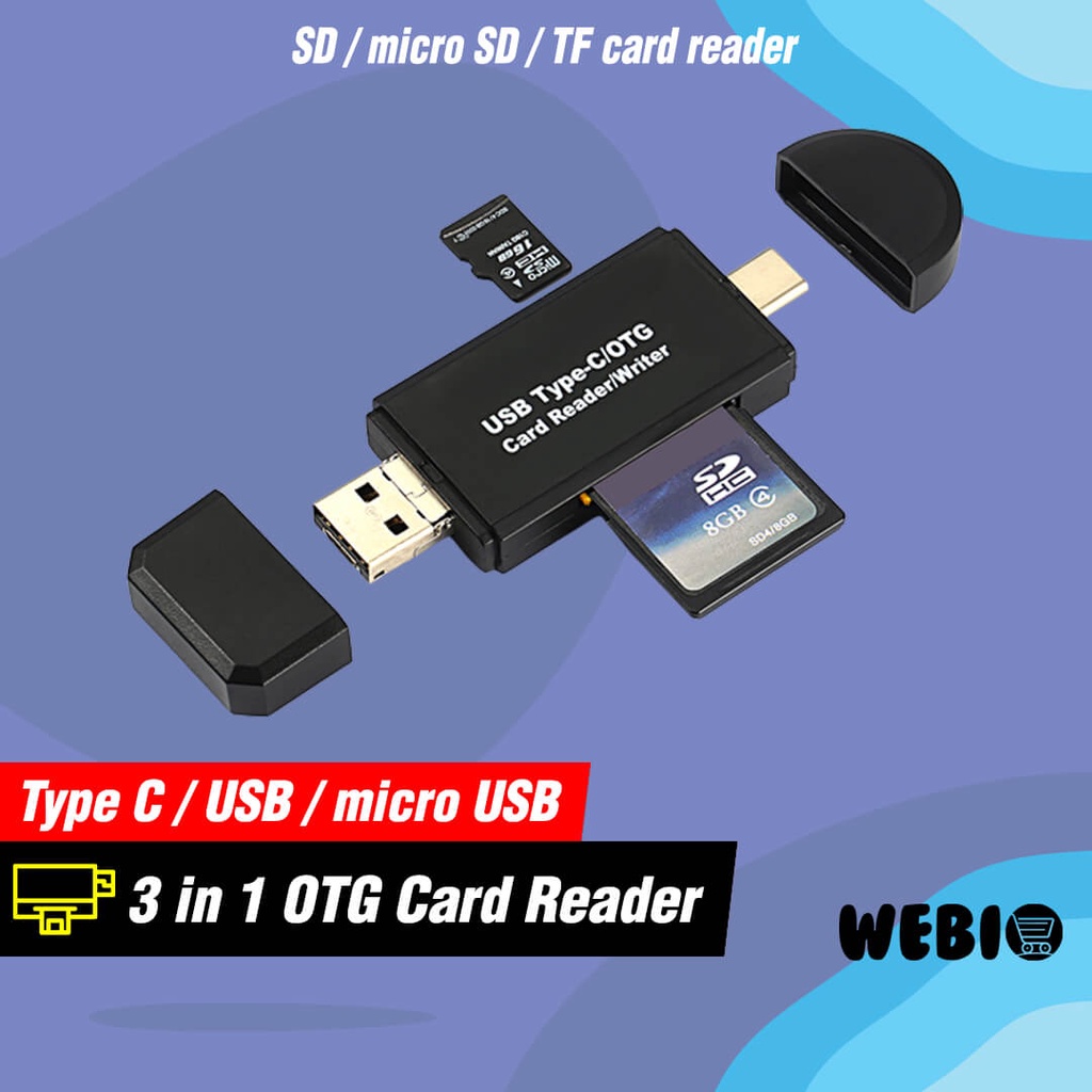 Card Reader Type C / USB / Micro USB / SD / Micro SD Card Rider OTG HP