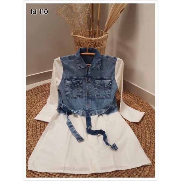 Tunik Levis saku kombinasi katun/Tunik kekinian/Tunik bagus/ TunikViral /Kemeja wanita/ Tunik busui 