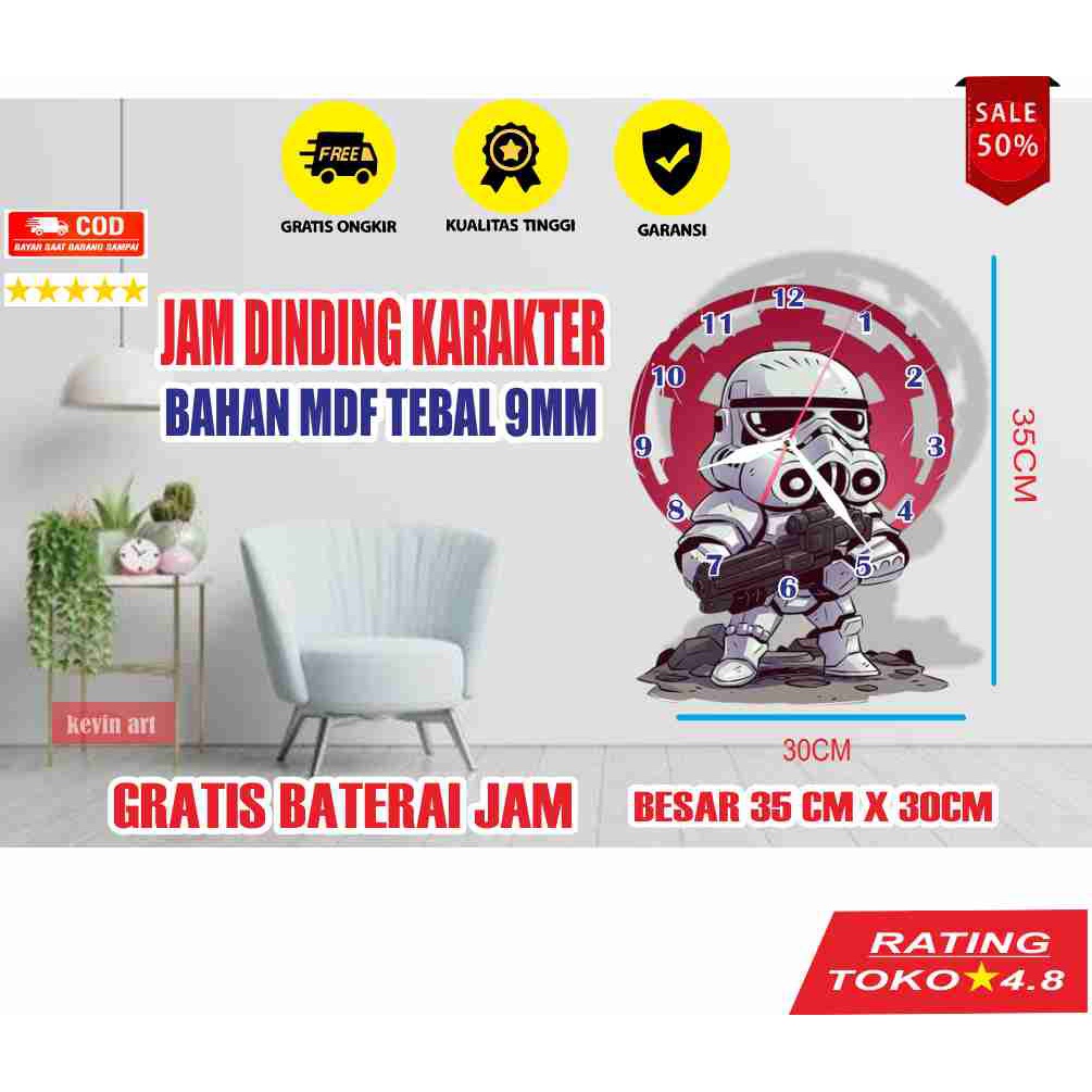 Dekorasi Rumah Jam Dinding Motif Star wars Koleksi Hiasan Dinding Unik