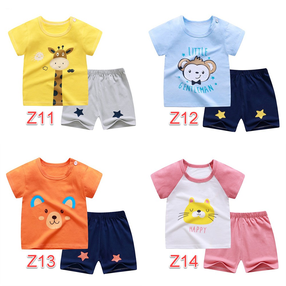 Baju Bayi Anak Laki Perempuan Lengan Pendek setelan Lembut Baju Bayi Anak Laki Perempuan Lengan Pendek setelan Lembut