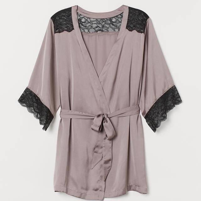 HM Satin & Lace Kimono - Heather